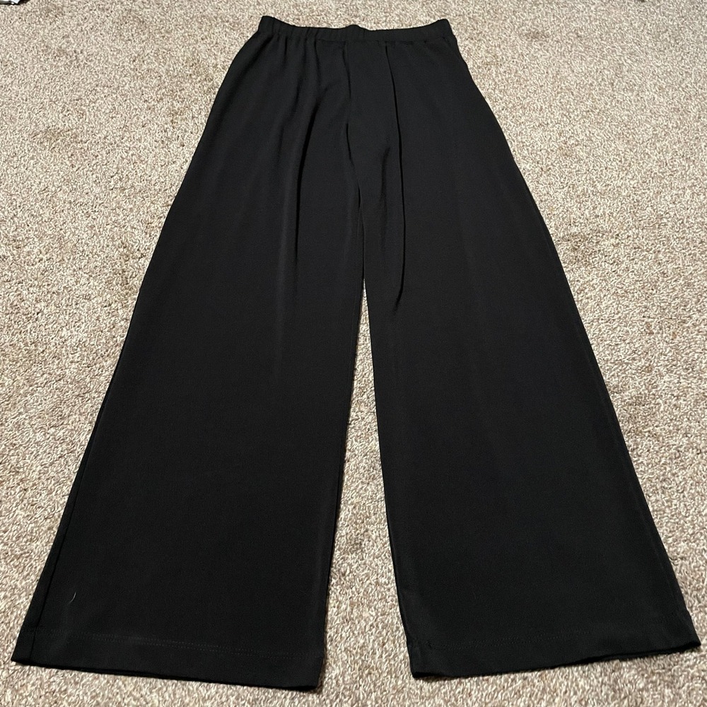 Simonton Says Black Wide Leg Palazzo Pants Elastic Waist QVC Style Size S
